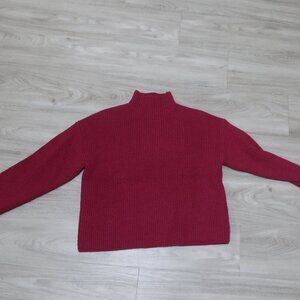 Mango Mockneck Magenta Thick Knit Sweater Size M EUC